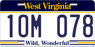 WV license plate 1OM078