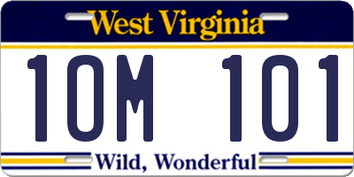 WV license plate 1OM101
