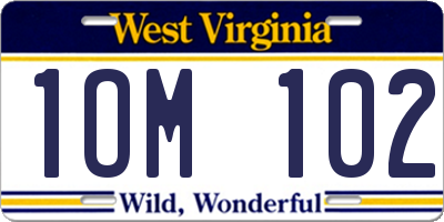 WV license plate 1OM102