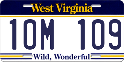 WV license plate 1OM109