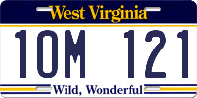 WV license plate 1OM121