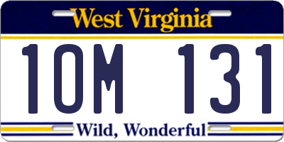WV license plate 1OM131