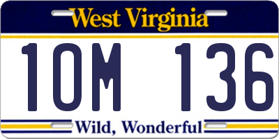 WV license plate 1OM136