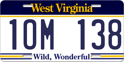 WV license plate 1OM138