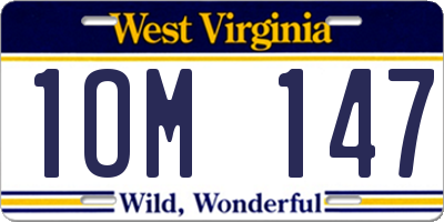 WV license plate 1OM147