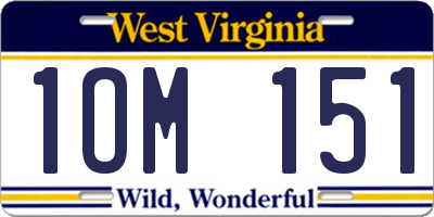 WV license plate 1OM151
