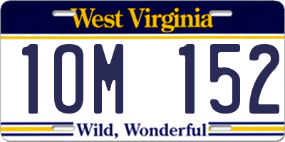 WV license plate 1OM152