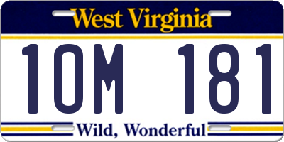 WV license plate 1OM181