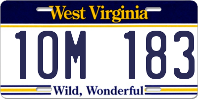 WV license plate 1OM183