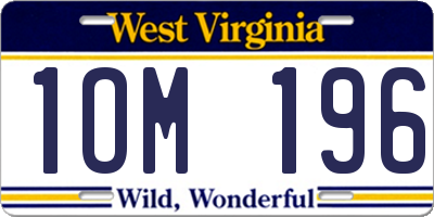 WV license plate 1OM196