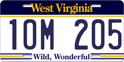 WV license plate 1OM205