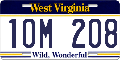 WV license plate 1OM208