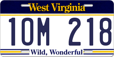 WV license plate 1OM218