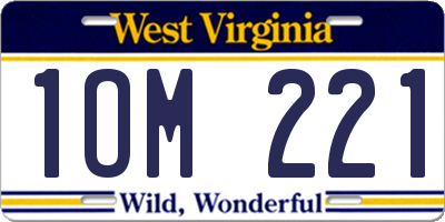 WV license plate 1OM221
