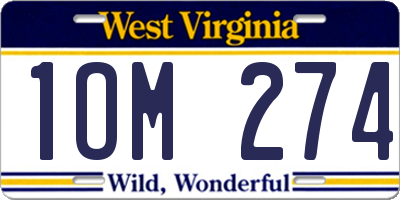 WV license plate 1OM274