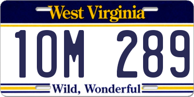 WV license plate 1OM289