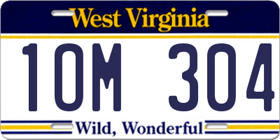 WV license plate 1OM304