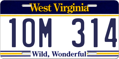 WV license plate 1OM314