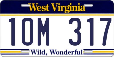 WV license plate 1OM317