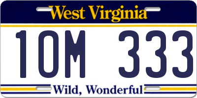 WV license plate 1OM333