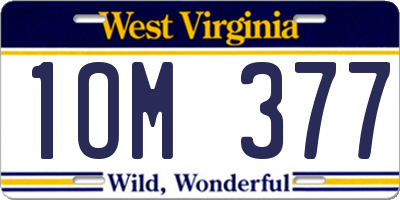 WV license plate 1OM377