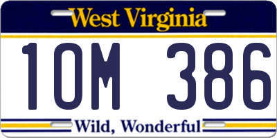 WV license plate 1OM386