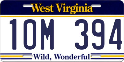 WV license plate 1OM394