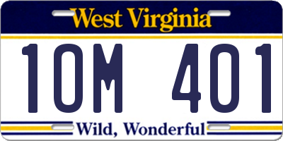 WV license plate 1OM401