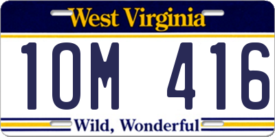 WV license plate 1OM416