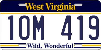 WV license plate 1OM419