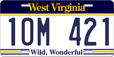 WV license plate 1OM421