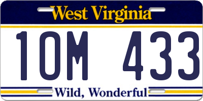 WV license plate 1OM433