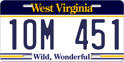WV license plate 1OM451