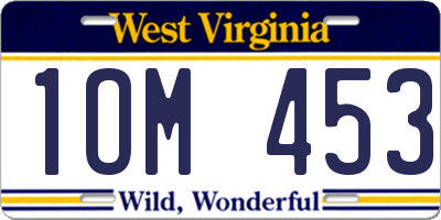 WV license plate 1OM453
