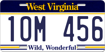 WV license plate 1OM456