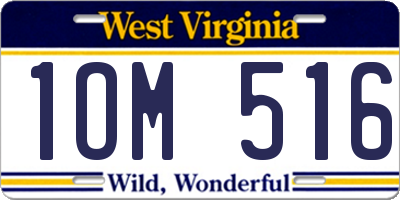 WV license plate 1OM516