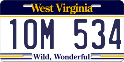 WV license plate 1OM534