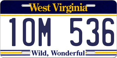 WV license plate 1OM536