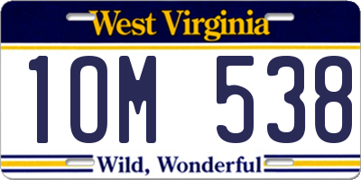 WV license plate 1OM538