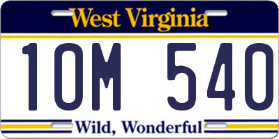 WV license plate 1OM540