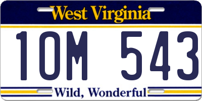 WV license plate 1OM543