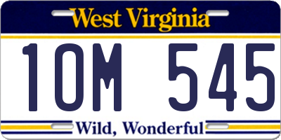 WV license plate 1OM545