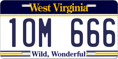 WV license plate 1OM666
