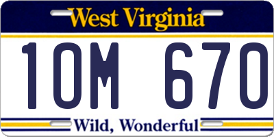 WV license plate 1OM670