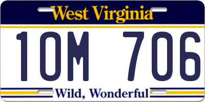 WV license plate 1OM706