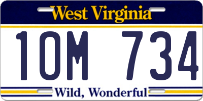 WV license plate 1OM734