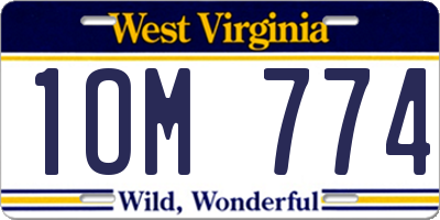 WV license plate 1OM774