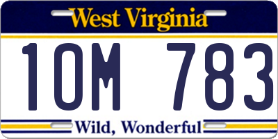 WV license plate 1OM783