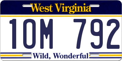 WV license plate 1OM792