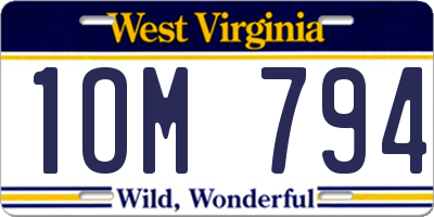 WV license plate 1OM794